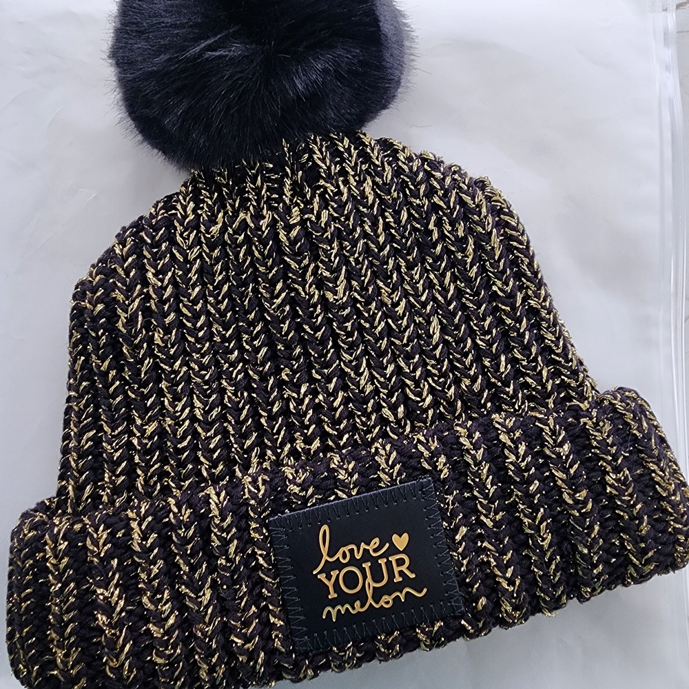 Love Your Melon Metallic Accent Knit Beanie